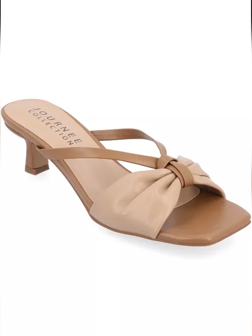 New w/Box Journee Collection Starling Vegan Leather Open-Toe Kitten Heel Sandals